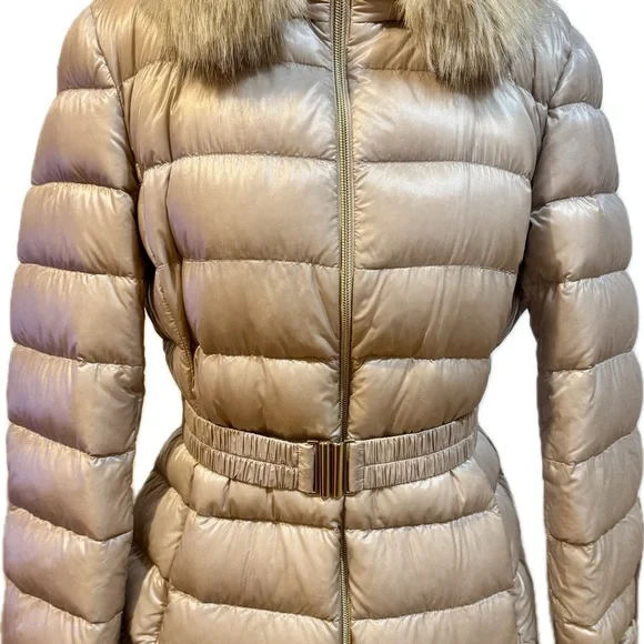 Herno Shimmering Gold Puffer Jacket with detachable Fox Fur Collar - Picture 3 of 16